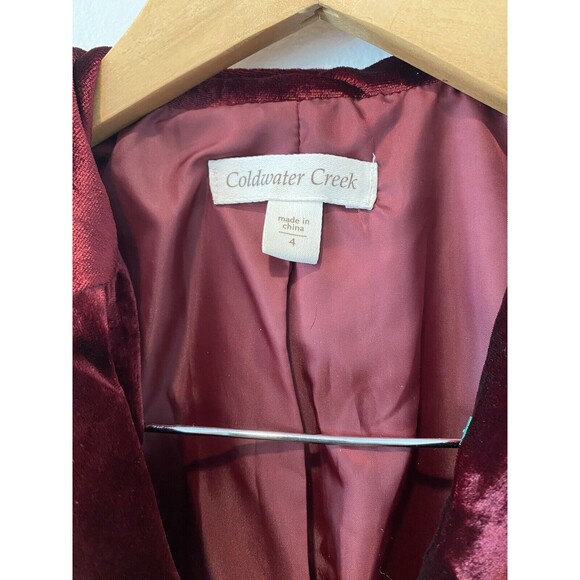 Coldwater Creek Long Blazer Jacket Red Velvet Whimsy goth Academia Boho Sz 4 - Picture 3 of 8